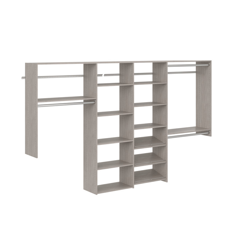 Grimm 72" L - 120" W Closet Storage Sets, Gris clair