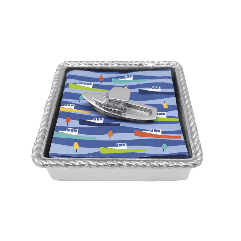 Silver Aluminum Motorboat Rope Napkin Holder