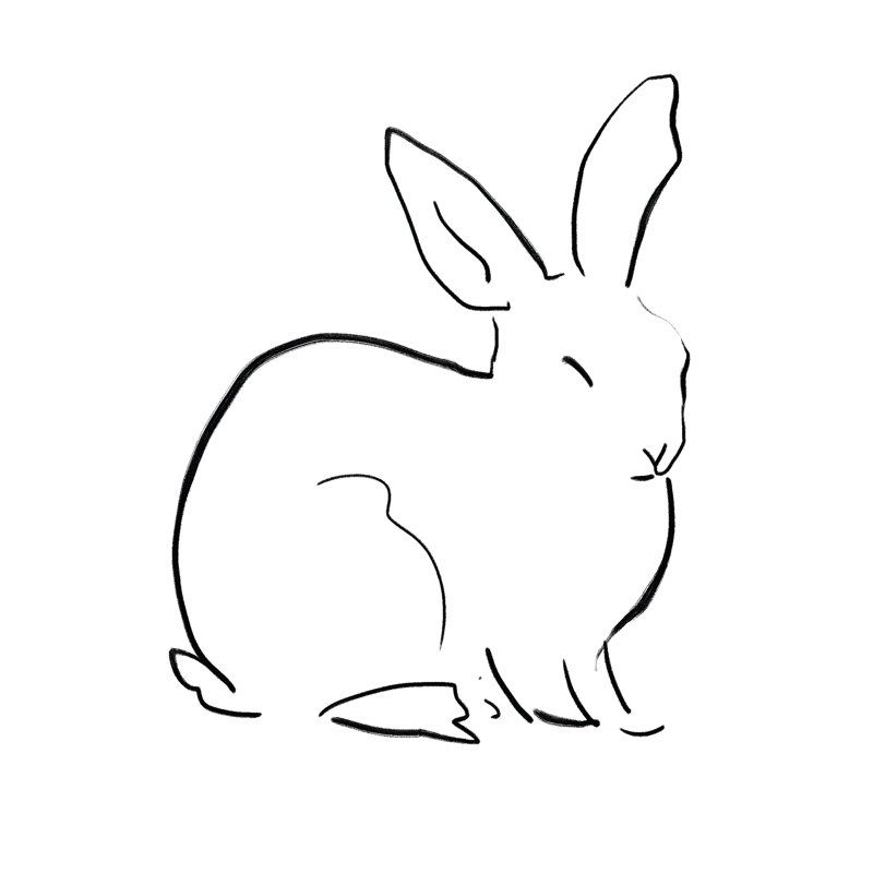 Line Drawing Bunny - Wrapped Canvas Print, 30cm H x 30cm W x 3.8cm D