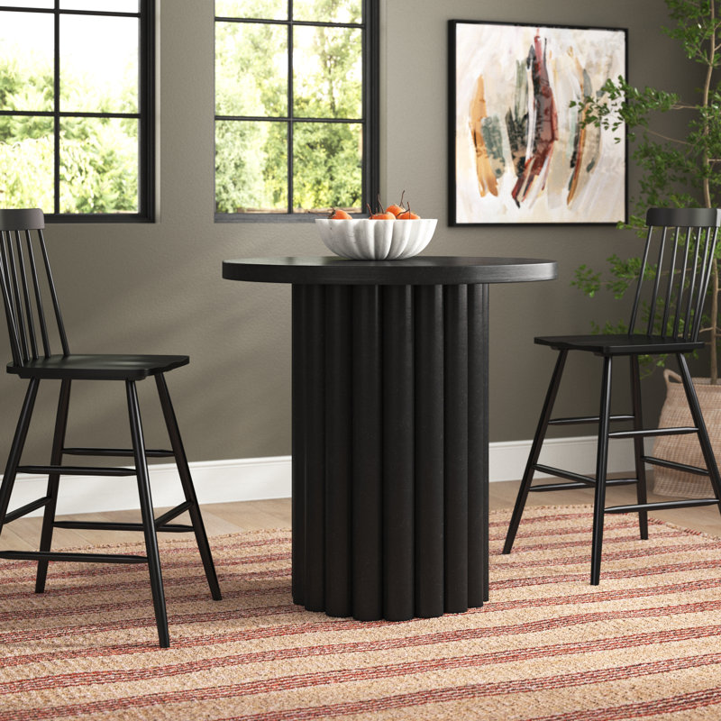 Mavis Oak Round Dining Table, Black, 40"H x 36"W x 36"D