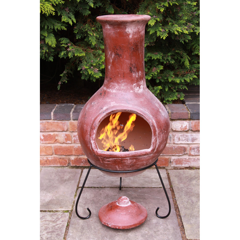 Colima Column Clay Chimnea, Red