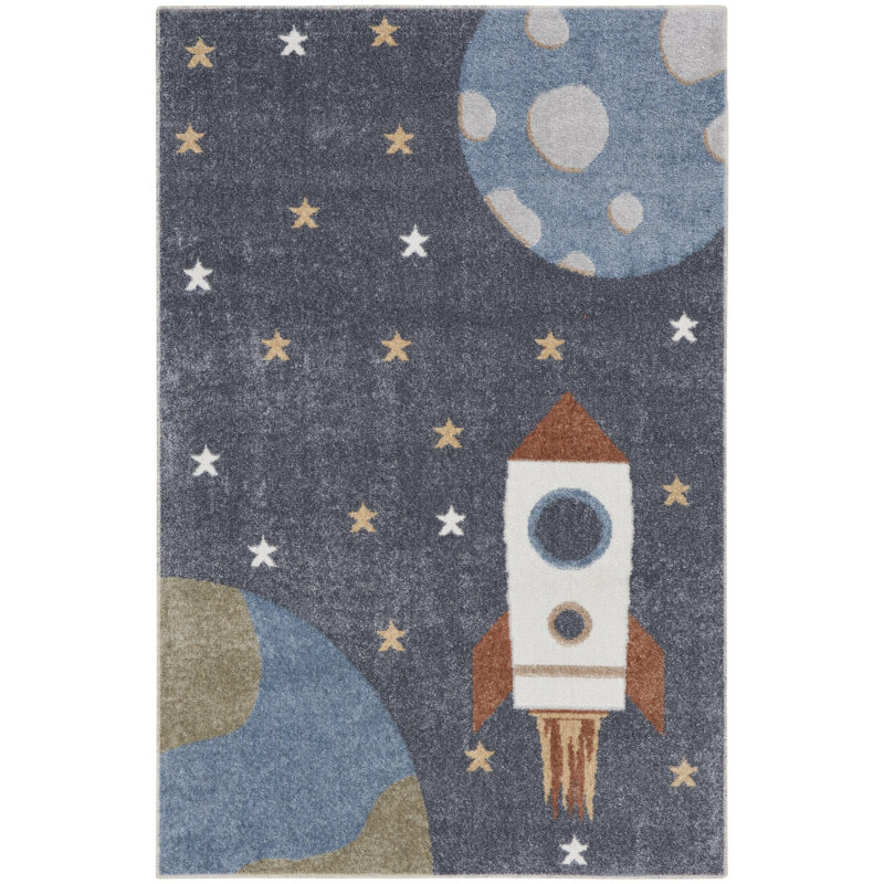 Tapis bleu ciel lavable à la machine Astra, Rectangle 2 pi 2 po x 4 pi