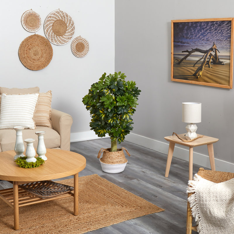 48'' Faux Foliage Tree in Basket, Tan/White