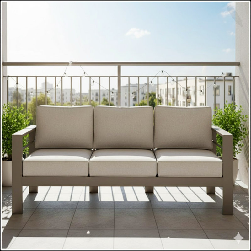All-Weather Metal 3-Seat Patio Sofa, Durable And Comfortable Outdoor Seating For Year-Round Enjoyment