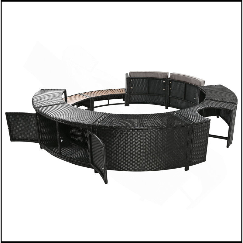 Ensemble de canapé en rotin de spa avec cadre de spa avec espaces de rangement, mini canapé et coussin confortable pour patio