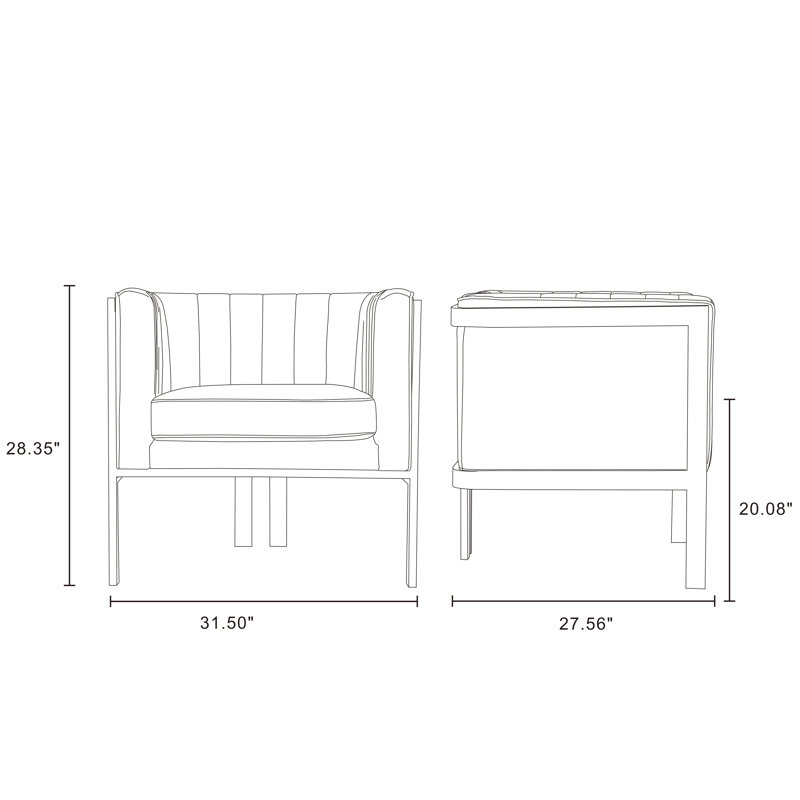 Fauteuil en velours de 31,5 po de large Kula, Gris chaleureux