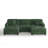 5 - Piece Upholstered Green Chenille Modular Sectional Sofa with Throw Pillows & Removable Ottomans-1525103420-1525103409