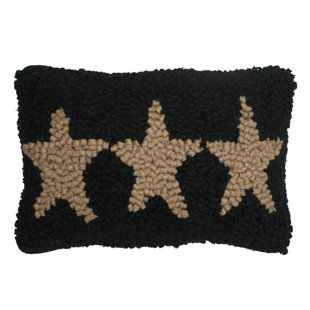 Three Star Hooked Pillow 8X12