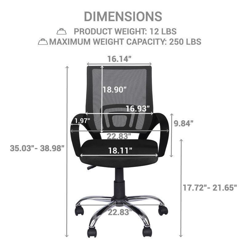 Kaibella Ergonomic Office Chair,  Height Adjustable Desk Chair, Mesh Home office Chair- Pair of 2, Black