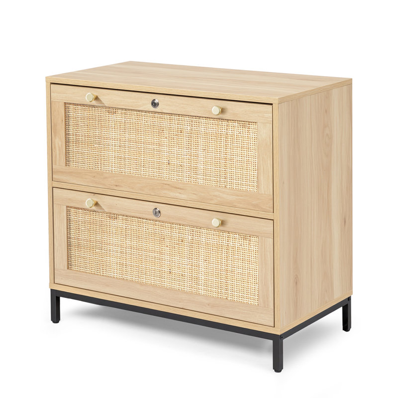 Classeur latéral à 2 tiroirs en bois d'ingénierie l 29,5 po Blasko, Beige