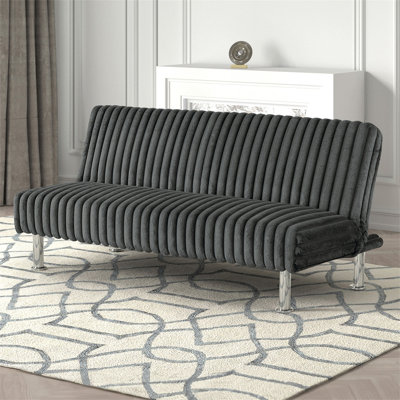 Canapé de futon de style contemporain au fini gris anthracite se transformant facilement en lit avec support de dossier supplémentaire