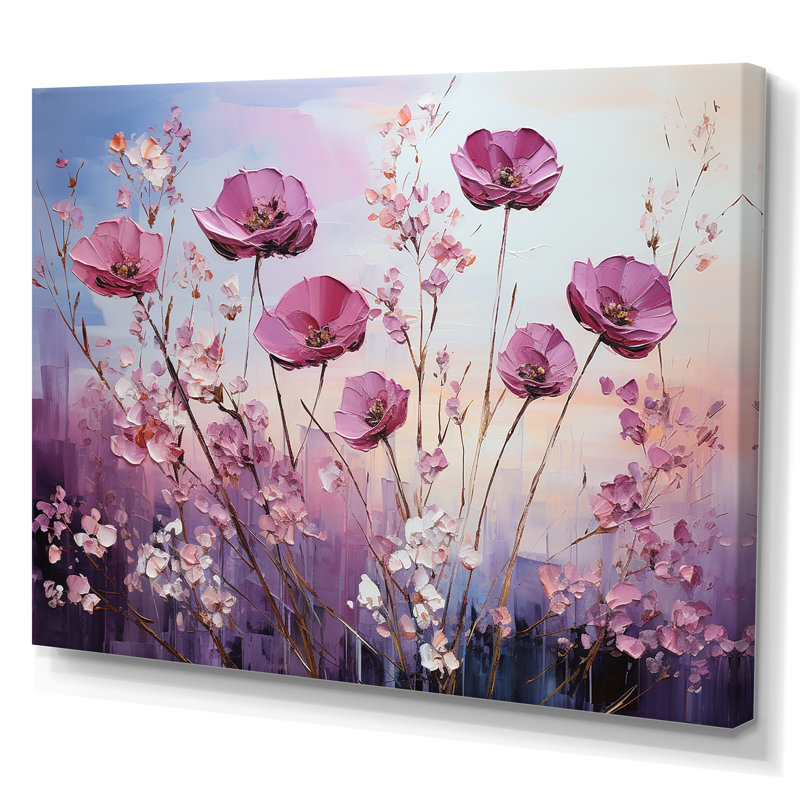 «Violet Flower Meadow Harmony II», reproduction sur toile, Toile tendue, H 30 po x l 40 po x P 1,5 po
