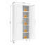 Armoire de rangement 71 po à 2 portes galbées, armoire de rangement en métal avec portes et tablettes réglables, pour chambre à coucher, salon, cuisine (blanc)