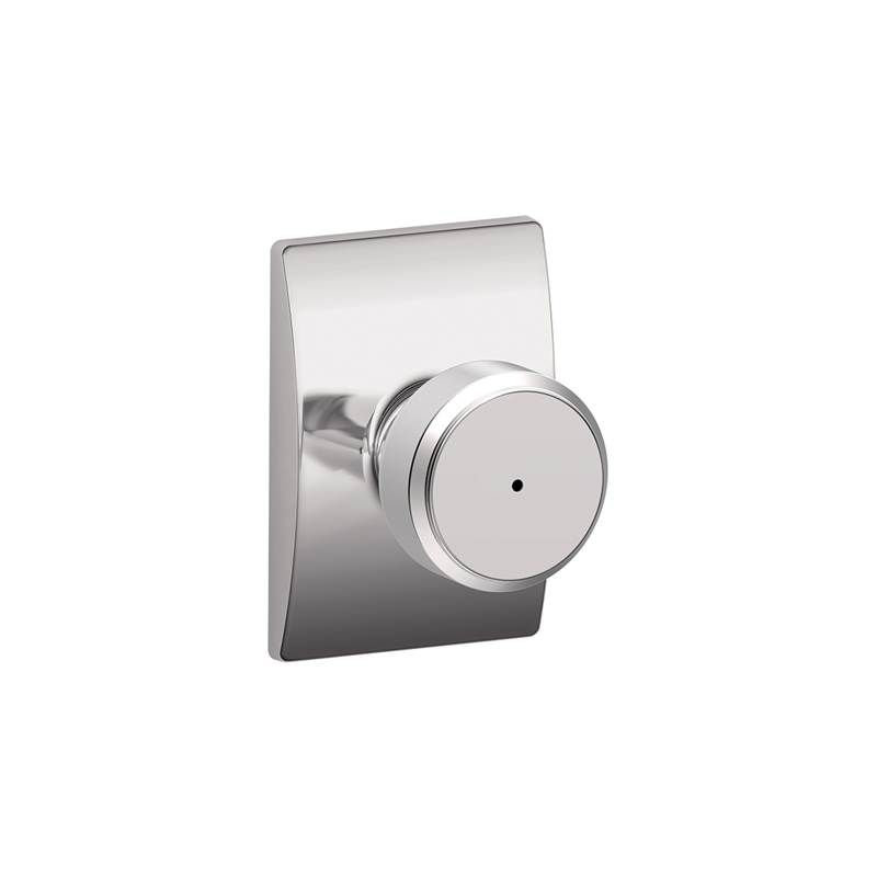 F Series Bowery Privacy Knobset with Century Rosette, Bright Chrome