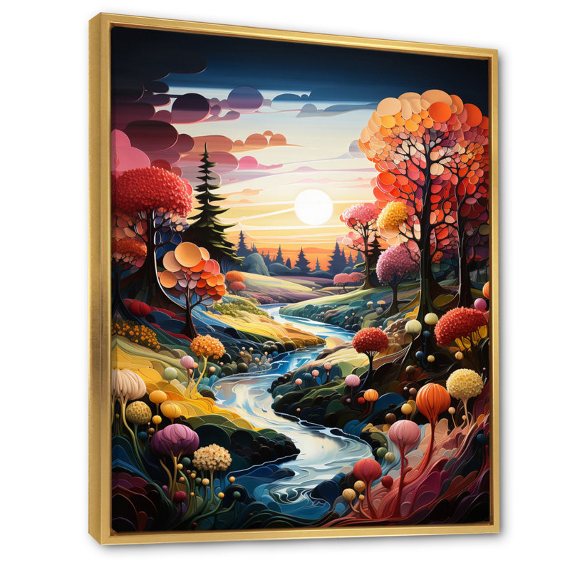 Fairway a Whimsical I - reproduction d'art sur toile, H 40 po x l 30 po x P 1,5 po, Cadre flottant doré