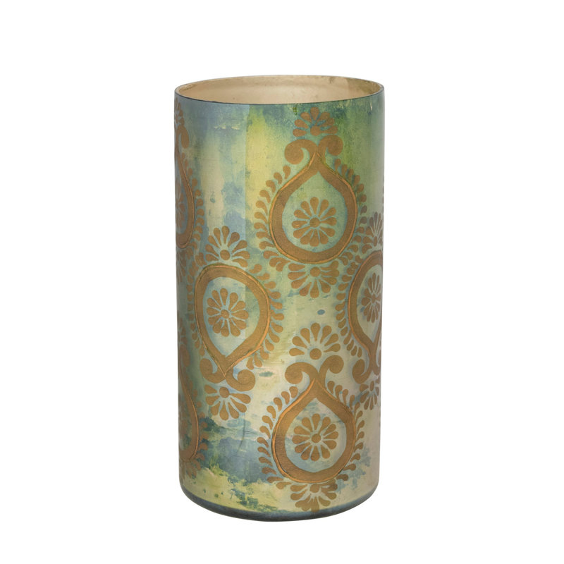 Vase rond en verre au mercure gravé