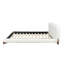 Très grand lit plateforme tapissier avec tête de lit épaisse Boucle, pieds en bois, blanc-1873039468