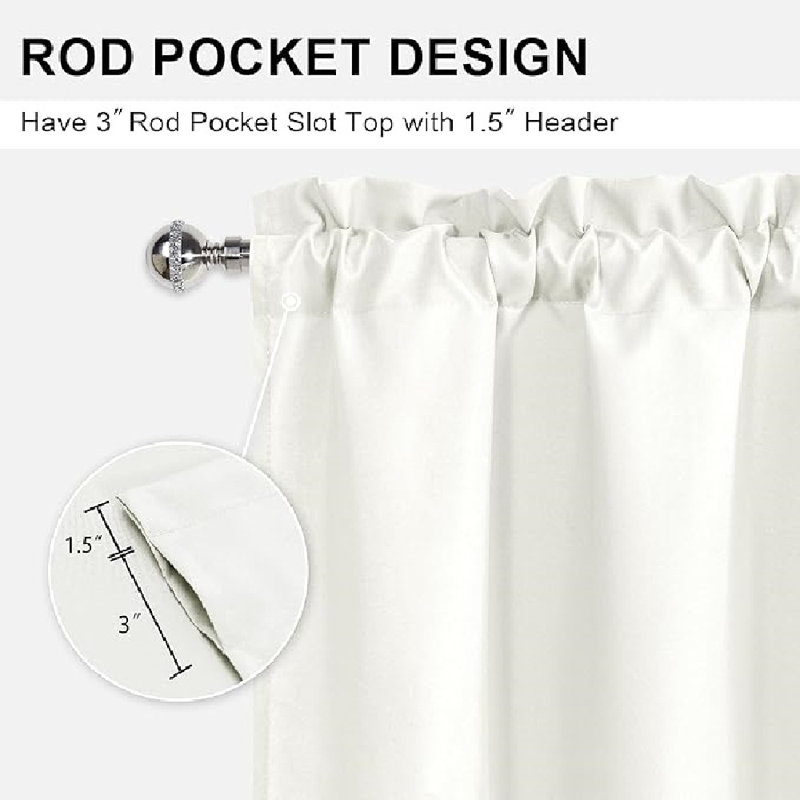 1 Panel Valance Curtains for Living Room, Kitchen Valance for Windows, Basement Window Curtains, 60 X 18 Inch, Ivory