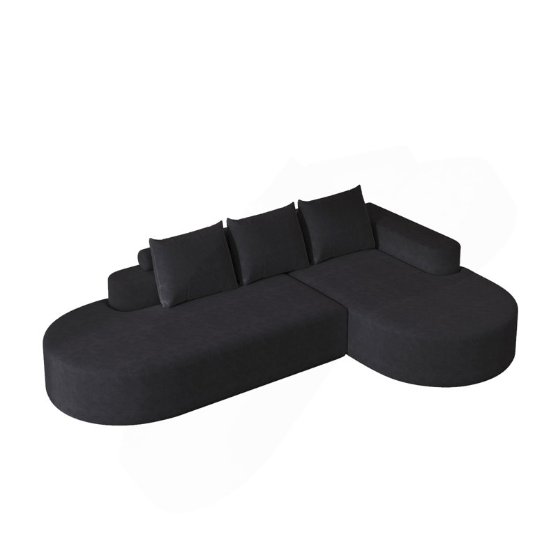 Canapé moderne incurvé moderne, ensemble de canapé modulaire rembourré en chenille, ensemble modulaire de salon modulaire en L de 108,5 po avec 3 coussins, canapé-lit combiné gratuit pour le salon, la chambre à coucher