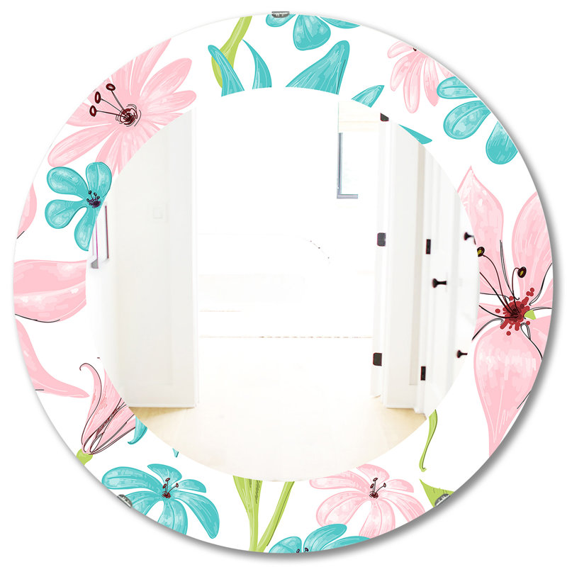 Pink Blossom 32 - Miroir traditionnel, H 31,5 po x l po