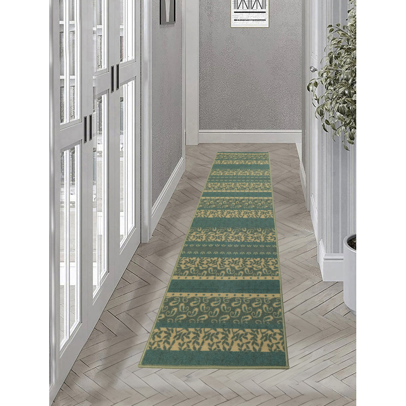 Tapis bleu foncé antidérapant Fleur De Lys