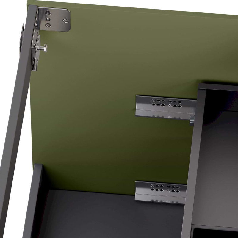 Astor 42" Single Vanity With Integrated White Solid Surfacetop, Olive Green, 36"