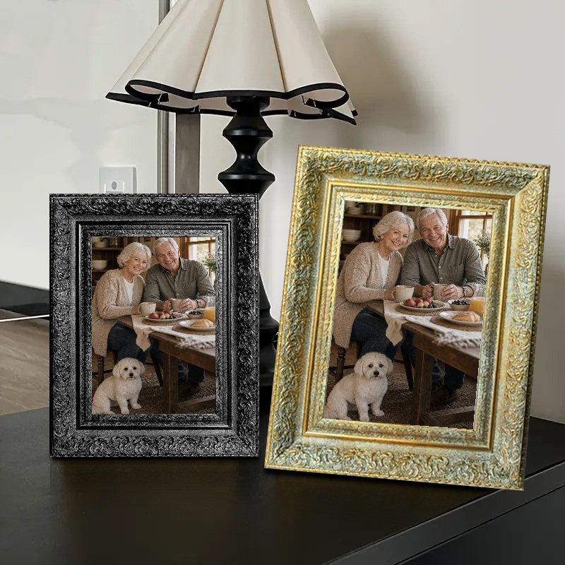 Cadre de table 5 pièces x 5 po or antique 5 pièces pour cadeaux d'anniversaire, Antique Gold, 1, 5" W x 7" H