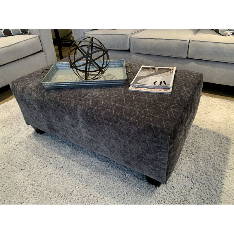 Microfibre cocktail - structure en bois franc, coussin confortable, motif géométrique, 43 po x 26 po x 20 po, 30 lb, housse en tissu gris, couleur bois