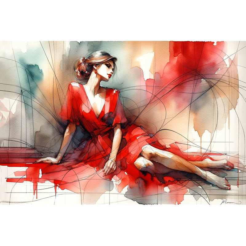 Art mural sur toile Elegant Contemplation, H 20 po x l 35 po