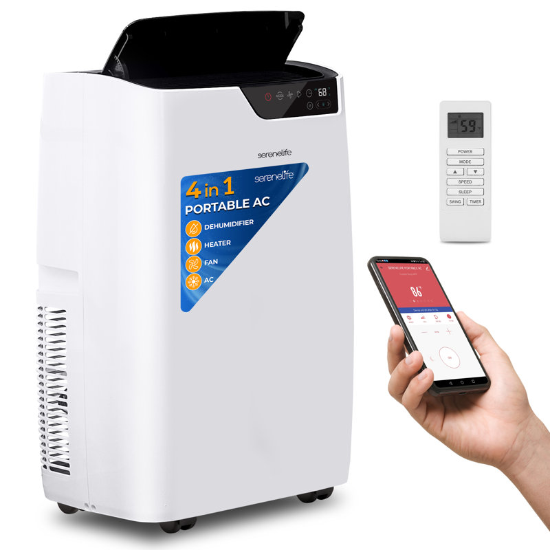 Single Duct Portable Air Conditioner And Heater - 14000 BTU Cooling Capacity (ASHRAE) Compact Home A/C Cooling And Heating Unit With Smart Wi-Fi Control, Built-In Dehumidifier & Fan Modes, Includes Window Mount Kit (White)