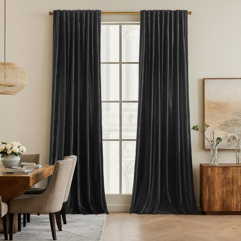 Luxury Velvet Blackout Thermal-Insulated Curtains. Room Darkening 75%-95% Rod Pocket Back Tab Drapes for Living room Bedroom (set of 2)