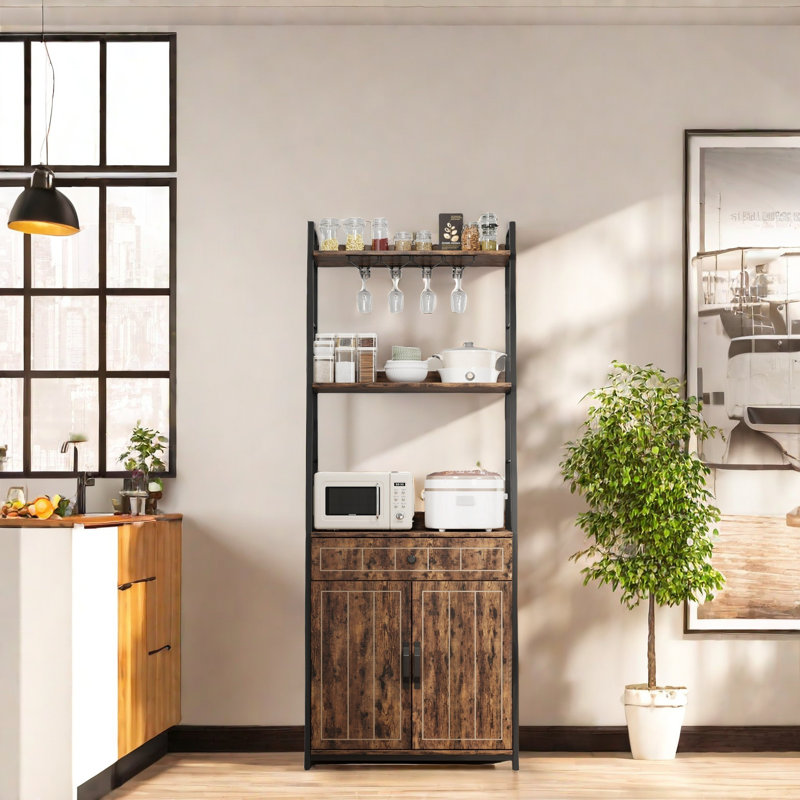 Bakers Rack With Cabinet, 70.8" Microwave Stand