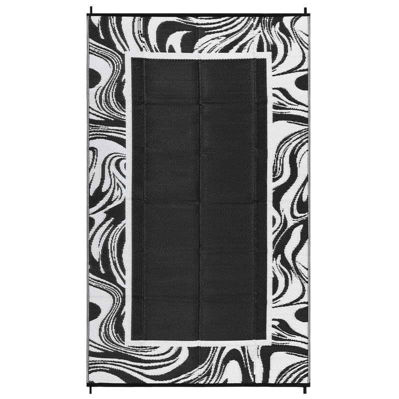 Tapis d'extérieur imperméable 5 x 8 po Tapis en plastique pour l'extérieur, Noir, Rectangle de 5 pi x 8 pi