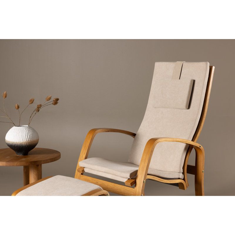 Karon Upholstered Accent Chair, Oak, Beige