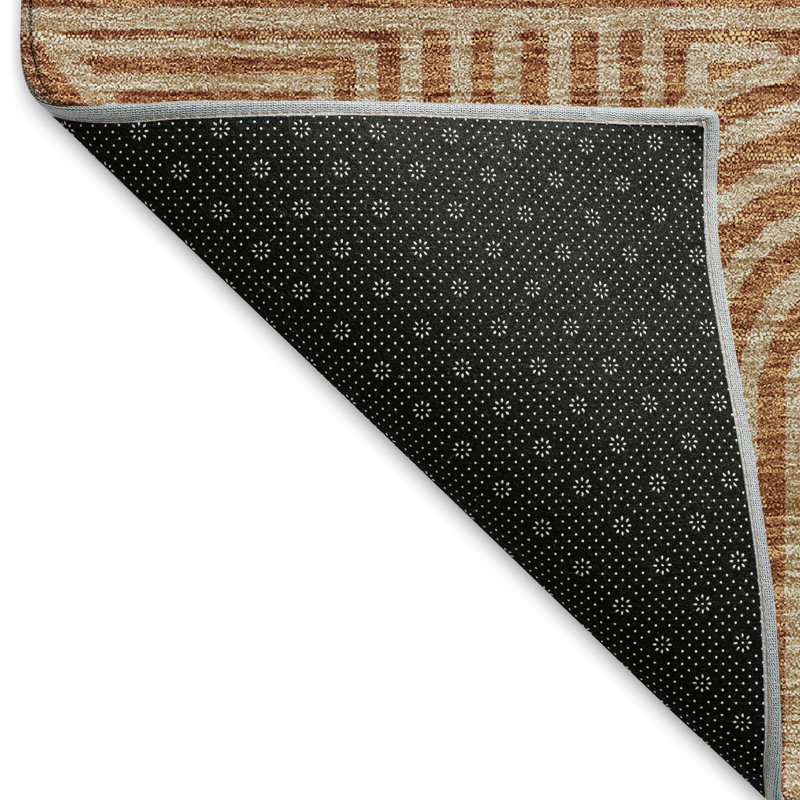 Tapis terre cuite lavable à la machine Premium Prisco, Rond 8 pi