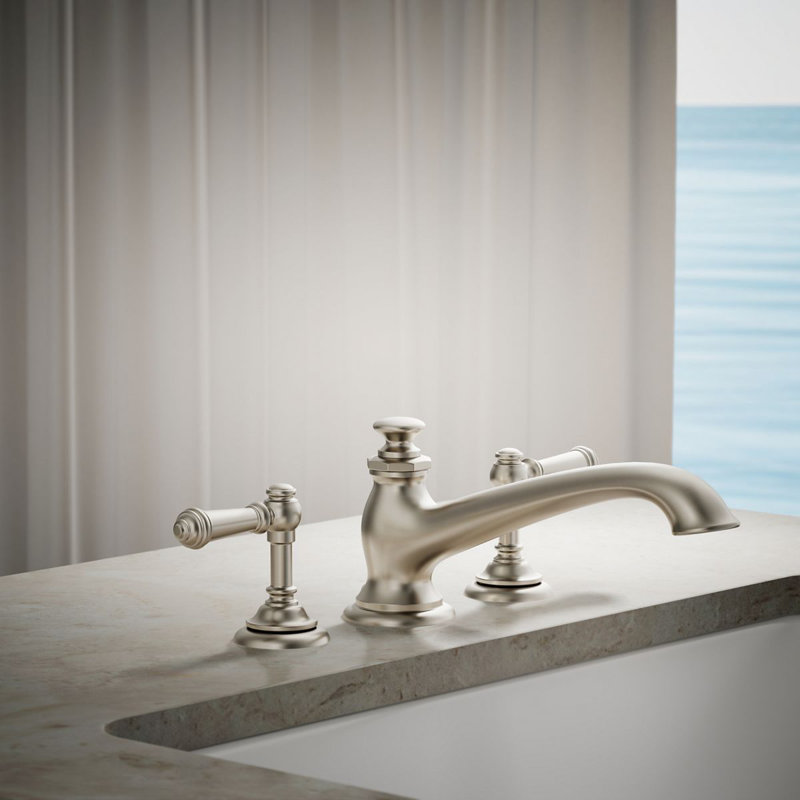 Artifacts® Deck Mounted Roman Tub Faucet with Flare Design, Vibrant Brushed Nickel