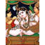 Butter Krishna, peinture sur verre avec cadre en bois
