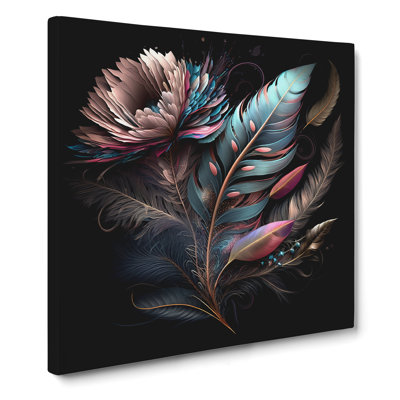 Feather Floral Art - Wrapped Canvas - Framed Print