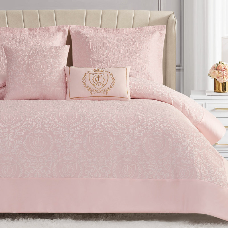Juicy Couture Dovona Comforter Sets, King Comforter + 2 King Shams, Blush Pink