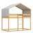 House-Shaped Bunk Bed Wood Frame With Tent-660926516