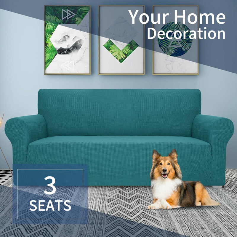 Housse pour canapé à coussins en T, H 41 po x l 91 po x P 42 po, Tissu vert