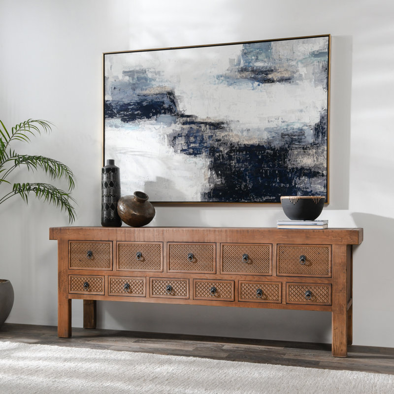 Lahey 93'' W Solid Wood Console Table, Black