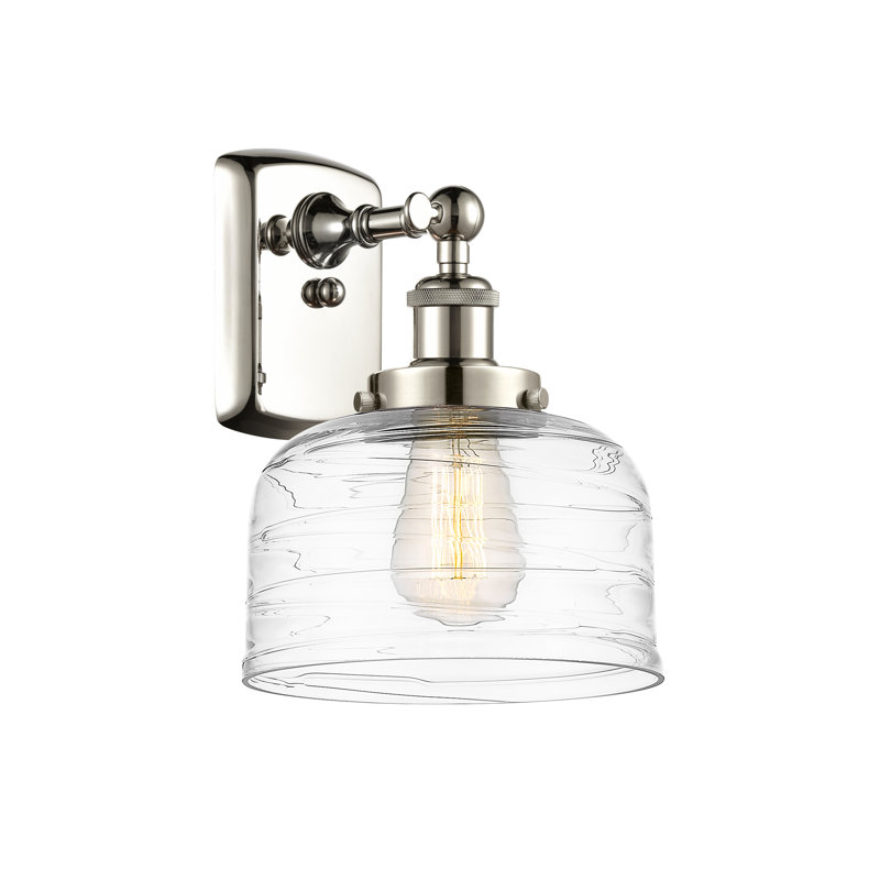Applique murale 1 lumière 8 po Ballston Urban Bell, Tourbillon déco transparent, Nickel poli, DEL
