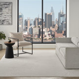 Central Park West Power Loom Polyester Abstract Area Rug in Ivory/Cream