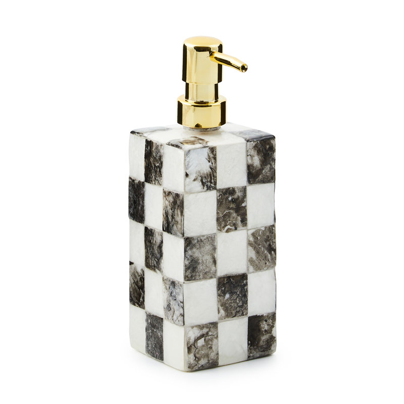 Rosy Check Capiz Soap Pump, Black/White/Gold