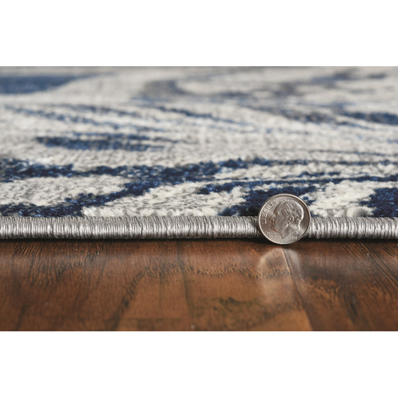 Strouth Abstract Area Rug, Rectangle 6'7" x 9'6", Blue