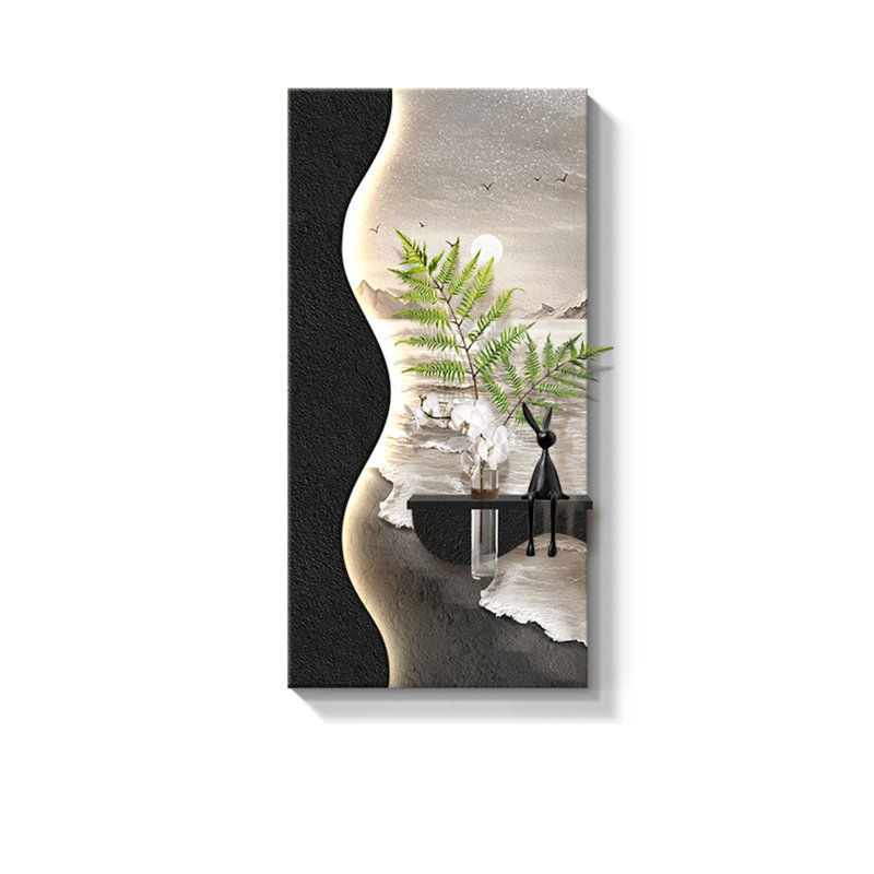 Art mural noir en grès, H 55,12 po x l 27,56 po