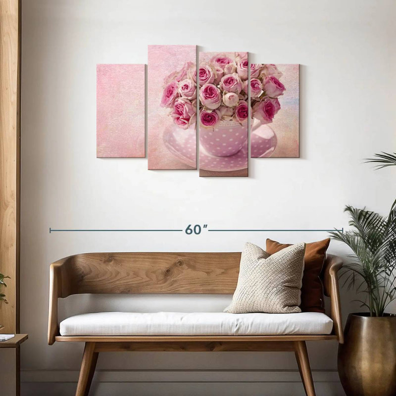 Tasses à thé Harnek roses roses, H 27 po x l 43 po