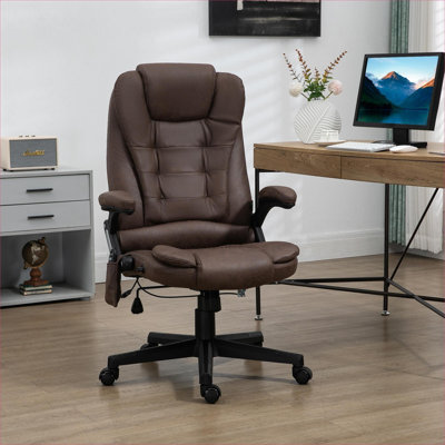 Massage Executive Office Chair BEIMO for Home Office Brown Finish Microfiber with 6-Point Vibration and Heat