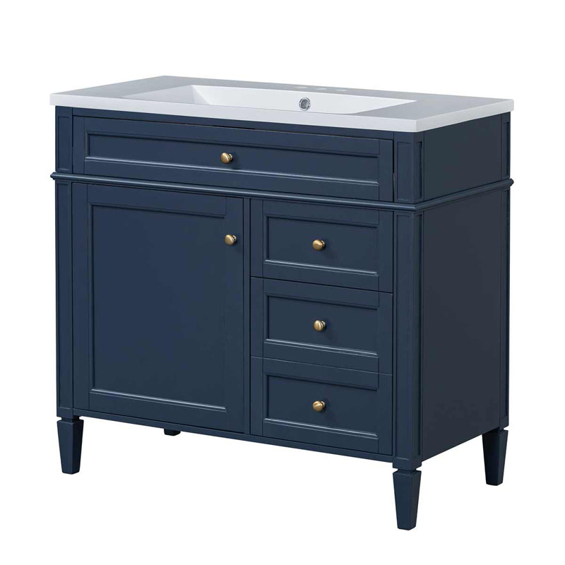 Meuble-lavabo de 36 po avec lavabo supérieur, Bleu